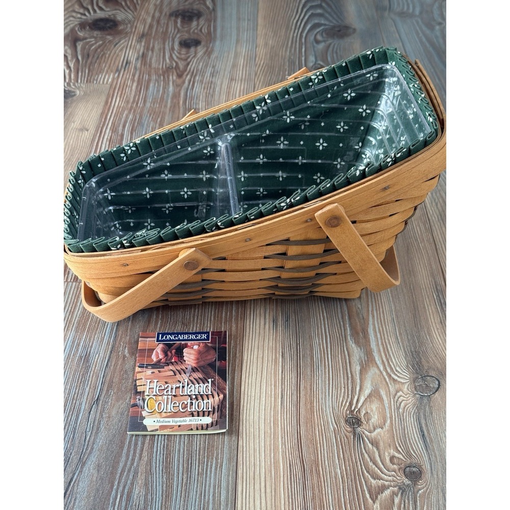 Vintage Longaberger Garden Vegetable Flower Picking Basket Plastic/Fabric Lining